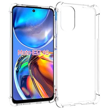Imagem de USTIYA Capa para Motorola MOTO E32/E32s Case Uso Resistente, Bumper Absorção Choques em TPU Transparente capinha Protector Câmera Espessamento nas Quatro Pontas da Carcasa