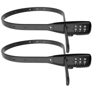 Imagem de OKG Fecho de amarrar com zíper – cadeado de bicicleta combo de 3 dígitos para armário, capacete, skate, geladeira, bagagem, churrasco, carrinho, scooter, porta de cerca - pacote com 2 (Preto)