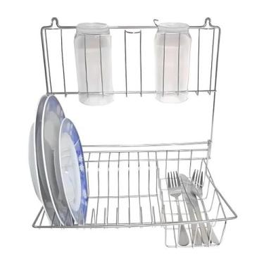 Imagem de Escorredor de louças Parede Dobrável 10 Pratos e 5 Copos  espaço para 