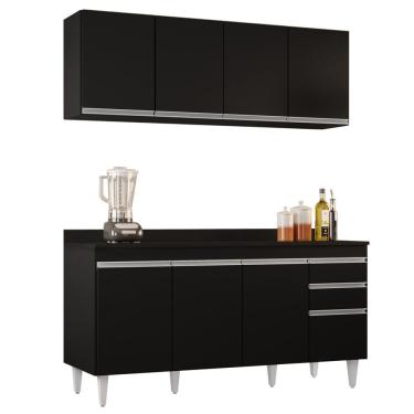 Imagem de Armário Aéreo Nevada e Balcão para Pia com Tampo 160cm Arkansas Preto - Lumil