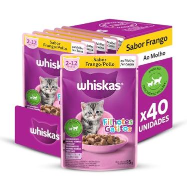 Imagem de Pack Ração Úmida Whiskas Sachê Frango ao Molho para Gatos Filhotes 85 g - 40 unidades