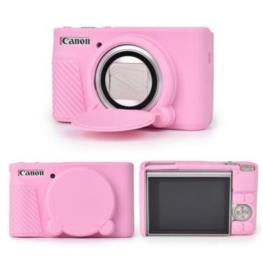 Imagem de MUZIRI KINOKOO Capa de silicone para câmera Canon PowerShot SX740 SX730 HS - Capa protetora de borracha macia SX730 SX740 HS com capa de lente removível - Slim Fit SX740 sx730 HS - Rosa