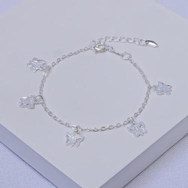 Imagem de Pulseira Infantil Folheada a Prata Pingente Borboleta - Ralifla Semijo