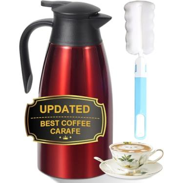 Imagem de Garrafa térmica de café de 1,984 g, jarra de café de aço inoxidável com isolamento atualizado para manter café quente e chá bebidas quentes - 12 horas, jarra de café a vácuo de parede dupla