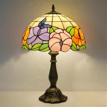 Imagem de OUFULA American Vintage Lâmpada De Mesa LED Luxo Criatividade Sala De Estar Estudo Quarto Lâmpada De Cabeceira Villa Hotel Cor Vidro Mesa Luz (Estilo 20)