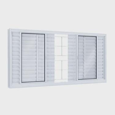 Imagem de Janela de Correr Aço 6 Folhas com Grade Quadrada Facilità 120cm x 150cm Lucasa