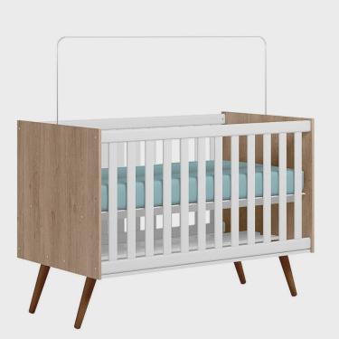 Imagem de Berço Mini Cama Americano Retrô Carvalho Rústico Branco Qmovi - bigshops