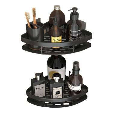 Imagem de Vittak Kit 2 Suporte Canto Porta Shampoo Sabonete Banheiro Adesivo Parede Box Luxo Cor Preto