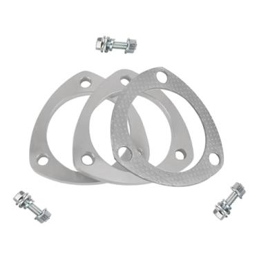 Imagem de Vechkom Kit de conexão de flange de escape de 7,6 cm - Conjunto de flange de 3 parafusos e junta de escape de aço inoxidável com parafusos de cabeça sextavada para cabeçotes de catback Turbo Downpipe