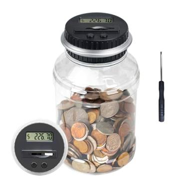 Imagem de Cofrinho Digital Contador de Moedas com Visor LCD – Pote de Grande Capacidade para Crianças e Adultos, Compatível com Todas as Moedas dos EUA (Prata)