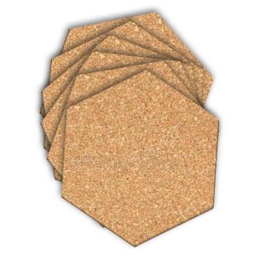 Imagem de Cortiça Adesiva Hexagonal 4 Pçs 29x25 Decoração, Quadro  4mm - CORTIAR