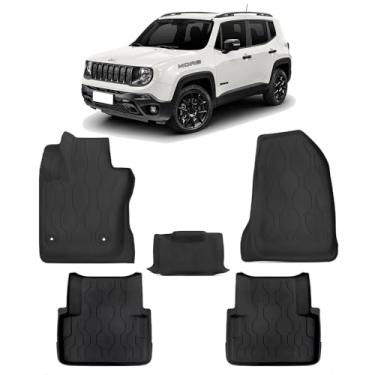 Imagem de Tapete para Jeep Renegade 2015 a 2025 com Bordas Elevadas Tipo Bandeja Jogo Automotivo 5 Peças Antiderrapante Impermeável Borracha TPE