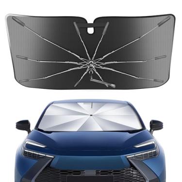 Imagem de Guarda-sol portátil para para-brisas personalizado adequado para Toyota C-HR 2018-2023, 2 em 1 cristal de gelo durável guarda-chuva compacto sombra UPF50+ UV proteção contra isolamento térmico janela