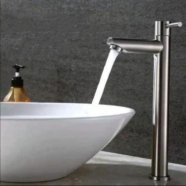 Imagem de Torneira De Mesa Bancada Preta Bica Alta P/ Banheiro Cuba Pias Lavatór