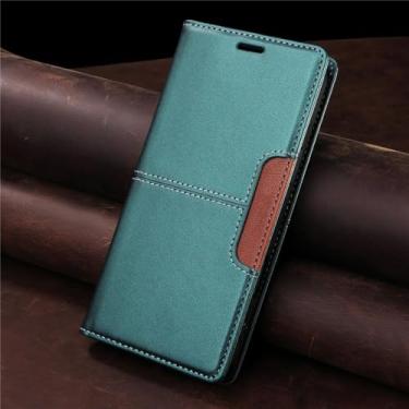 Imagem de HJZSZX Capa tipo carteira de couro magnética luxuosa para Samsung S23 Plus (para Samsung S23 Plus/verde)