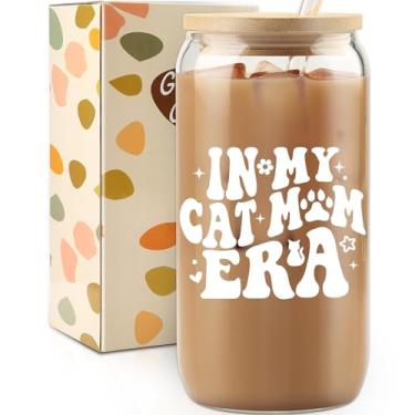 Imagem de Copo In My Cat Mom Era, presentes de aniversário para xícara de café de gelo, presente de dia das mães, copo de vidro Kitty Mamãe, lata de copo de vidro para mães de gatos, presentes exclusivos para