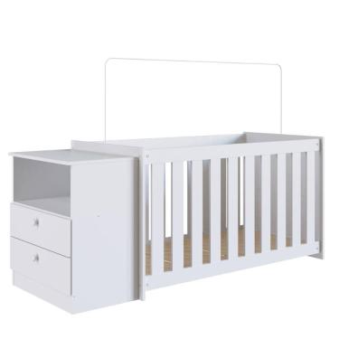 Imagem de Berço com Cômoda Branco Linha Aconchego Completa Móveis