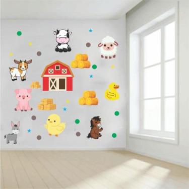 Imagem de Adesivo Parede Decorativa Infantil Fazendinha Baby 80 Peças Alta Quali