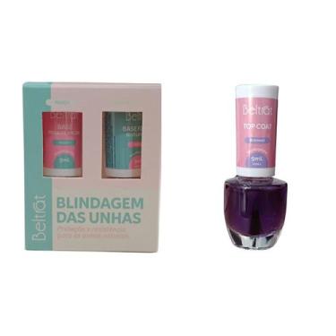 Imagem de Kit Blindagem Das Unhas Beltrat + Top Coat Roxinho