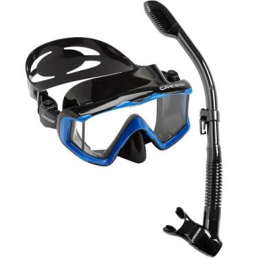 Imagem de Kit de Mergulho Máscara+Respirador Cressi Pano 3 + Supernova Dry, Pret