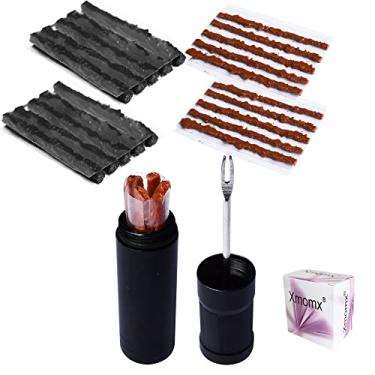 Imagem de Xmomx Kit de reparo de pneu sem câmara de ar para bicicleta, plugues, ferramenta de reparo de pneus, fixação de perfuração plana MTB e bicicleta de montanha de estrada + 25 tiras (10 x 1,5 mm + 5 x
