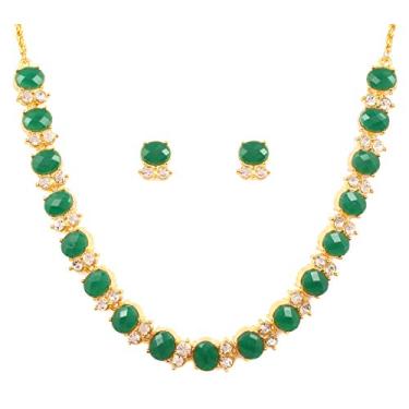 Imagem de Touchstone Conjunto de colares longos de designer de casamento colorido esmaltado indiano Bollywood tradicional Royal Mughal Kundan Polki Meenakari em tom dourado e prateado para mulheres., liga,