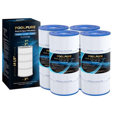 Imagem de POOLPURE Filtro de piscina PLFPCC60 substitui Pentair CCP240, PCC60, Ultral-A4, Unicel C-7469, R173572, 178569, Filbur FC-1975, Clean and Clear Plus 240, C x OD: 36 x 17,8 cm, 4 x 60 m² Cartucho de