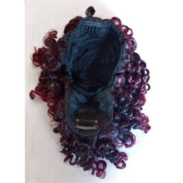 Imagem de Puff Afro Cacheado com Franja - Thina Patrocinio, Borgonha