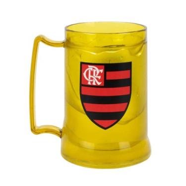 Imagem de Caneca Gel Flamengo 400ml Amarela  Isolante Térmico Oficial Torcedor -