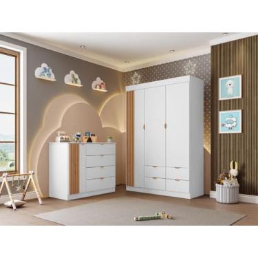 Imagem de Quarto Infantil Ayla Branco c/ Amadeirado _ Phoenix Baby