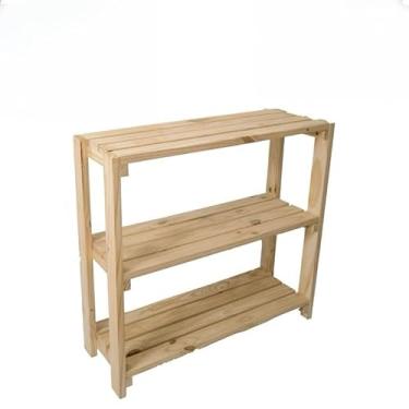Imagem de Prateleira Com 4 Andares de Madeira Rustica Pinus 100x70 Reforçada(Prateleira 3 Andares)