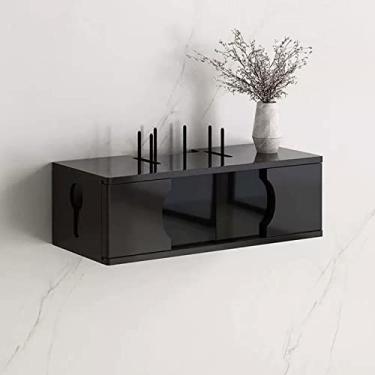 Imagem de Armário de TV montado na parede, prateleira flutuante, suporte de TV, console de mídia, centro de entretenimento, prateleira aberta, unidade de TV, prateleira de armazenamento, prateleira utilitária