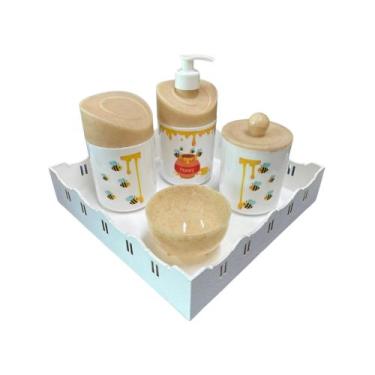 Imagem de Kit Higiene Abelhinha III Baby C/bandeja Nuvem E Quadrada Mdf - Dóia K