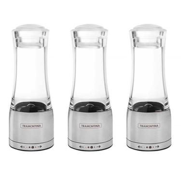 Imagem de Moedor Aço Inox Acrílico Tramontina para Sal e Pimenta 3 Unidades 61653000X3