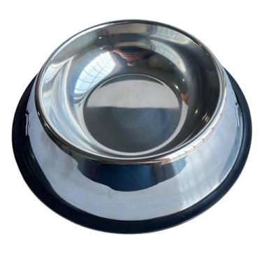 Imagem de Comedouro Tigela Inox 360ml para Cães e Gatos - Ideal para Ração e Água Base Antiderrapante Grande Fácil de Limpar Novo