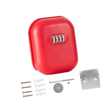 Imagem de shamjina Caixa de bloqueio de chave com código reconfigurável, caixa de combinação à prova d'água, de armazenamento de chaves para corretores de imóveis, Vermelho