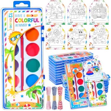 Imagem de Marspark Conjunto de 24 conjuntos de tinta aquarela com cartão, presentes de formatura, trocas, presente, lavável, pintura de cor de água para lembrancinha de festa de formatura (12 cores, graduação)