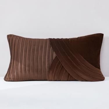 Imagem de Lush Decor Shitake Capa de almofada decorativa individual 30,5 cm L x 55,88 cm C Marrom - Capa de almofada plissada 30,5 x 22 - Almofadas de luxo para cama, sofá ou cadeira