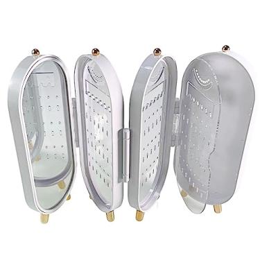 Imagem de Organizador Bijuterias Porta Joias Caixa Dobrável com Espelho Espaçoso P/Brinco Colar Pulseira (Branco)