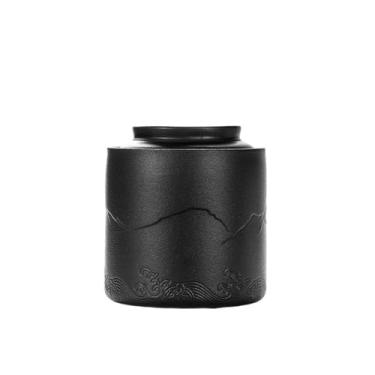 Imagem de Lata de chá Lata de chá de cerâmica, recipiente selado para armazenamento doméstico para chá, café, ervas, açúcar, especiarias e nozes Caixa de chá(Preto)