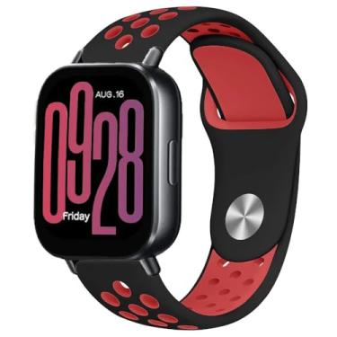 Imagem de Pulseira de Silicone para Redmi Watch 5 Active, acessórios de relógio inteligente, cinto de substituição (Black red)