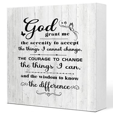 Imagem de Ruvoty Placa De Madeira Cristã Inspiradora Para Decoração Mesa, Com A Frase "Deus Me Conceda", Placas Escrituras Religiosas Mulheres E Homens