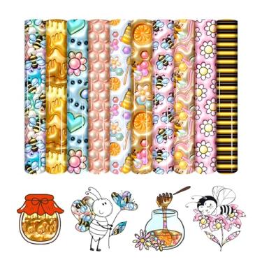 Imagem de HTVSTD Vinil Htv Com Padrão Inflável 3D - 10 Folhas De 30 Cm X 25 Cm, Transferência Térmica Favo Mel, Abelha/Mel/Flor, Para Camisetas