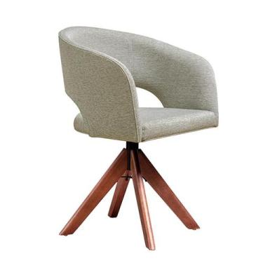 Imagem de Cadeira Giratória Poliana Off White e Madeira - Mobly