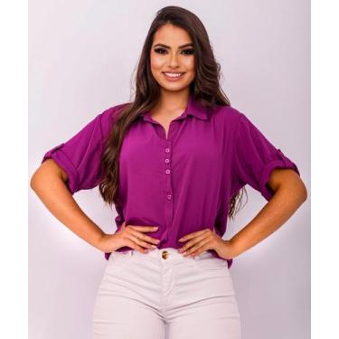 Imagem de camisa feminina chemise social moda evangelica casua manga 3/4 - atrat
