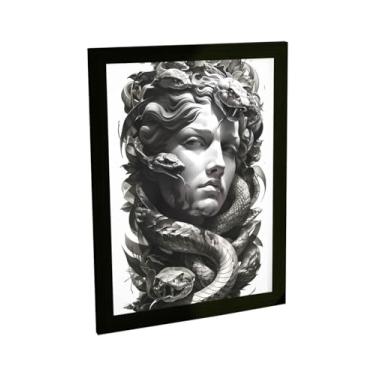 Imagem de Quadro Decorativo BHARDO Medusa Mitologia, Ilustração Tattoo, A4 24x34cm, Moldura Retangular, Papel Fotográfico
