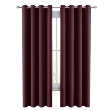 Imagem de Cortinas blackout premium LUX Decor, 203 cm de comprimento, conjunto de 2 painéis - Cortinas escurecidas com isolamento térmico para janela do quarto - Cortinas com ilhós - 106 cm x 213 cm (Borgonha)
