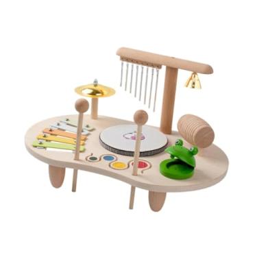 Imagem de simhoa Conjunto de bateria infantil, instrumento musical de madeira, xilofone, kit de bateria, brinquedo musical educacional para maiores de 3 anos