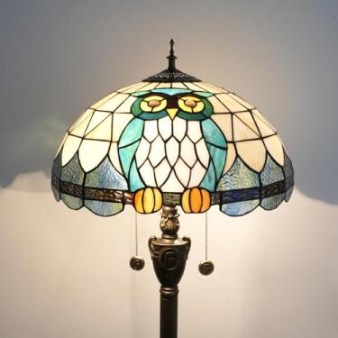 Imagem de NUODITOS Tiffany Luminária de chão coruja animal lâmpada de vitral para sala de estar, quarto, escritório, iluminação brilhante, decoração de canto rústico, alto, exclusivo, vintage, leitura, luz