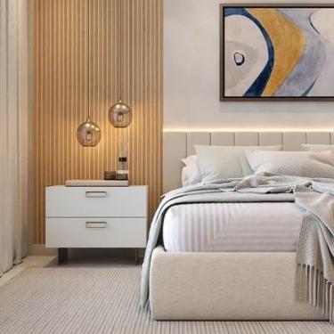 Imagem de Kit 100 Placas Ripada Painel Decorativo em Mdf - Premium 45x11cm (FREIJÓ)